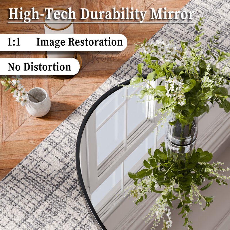 Oval Bathroom Wall Mirror 26x38 Black - Elegant Durable Frame