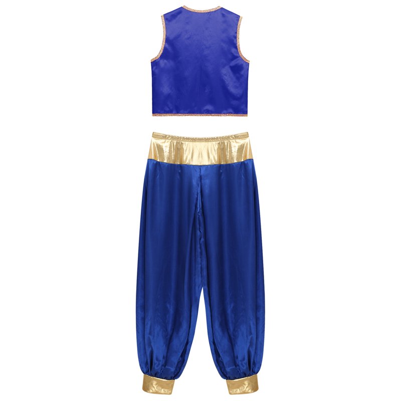 Arabian Prince Costume Open Front Vest & Pants Set - Royal Blue, Size S