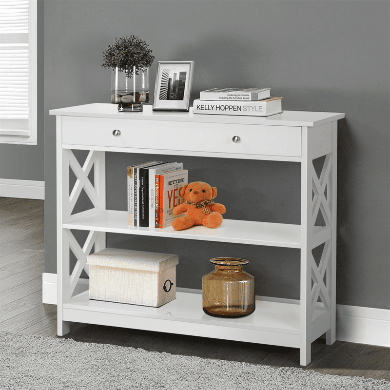 3-Tier Modern Console Table with Storage Drawer - Multiple Colors