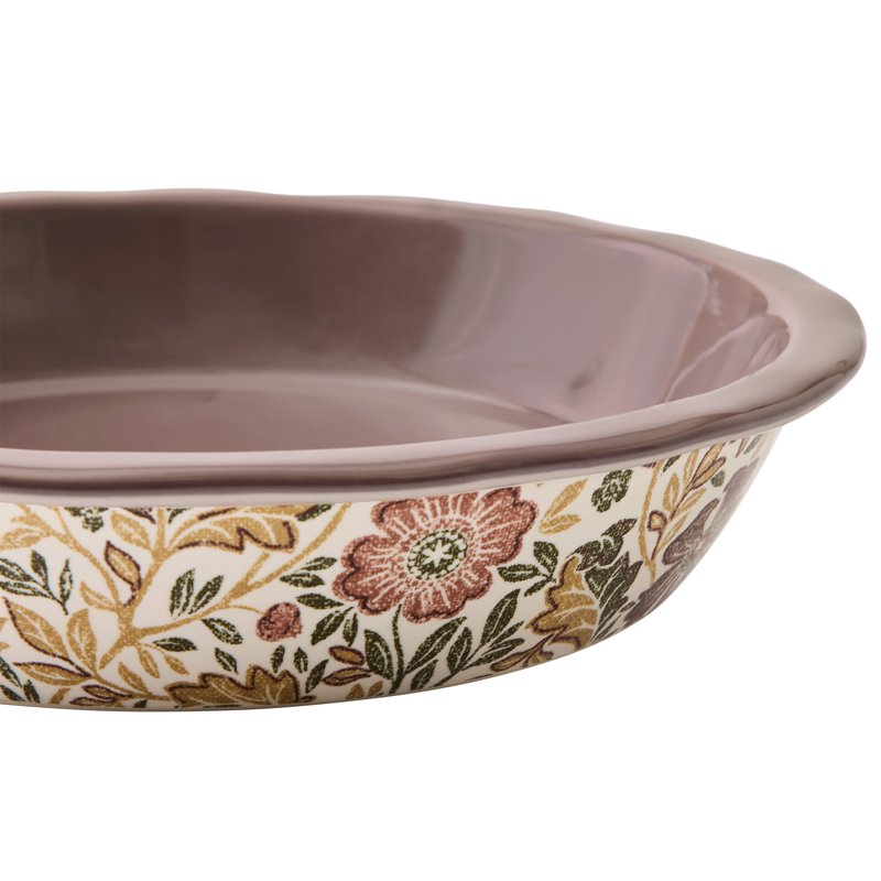 10-Inch Stoneware Pie Dish with Floral Design