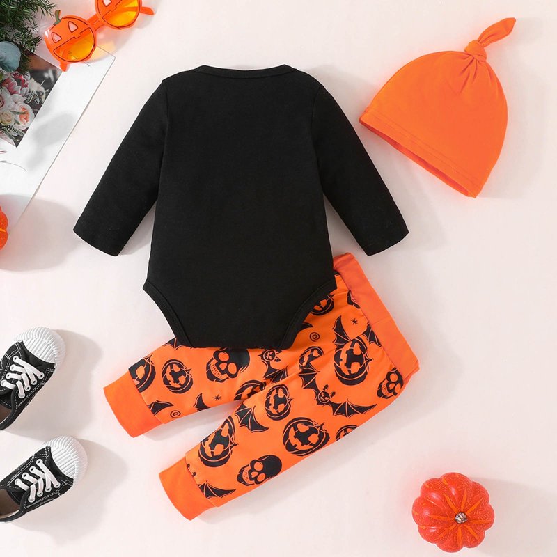 Baby Girls Halloween Outfit Set - Bodysuit Pants Hat for 9-12 Months - Orange2