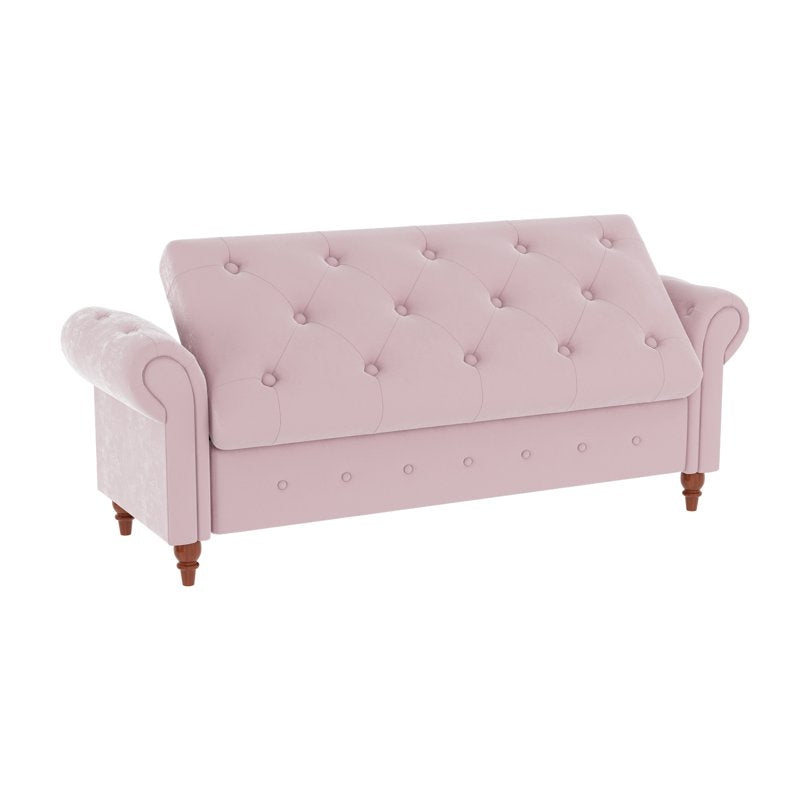 63" Storage Ottoman Bench with Rolled Arms & Button Tufting