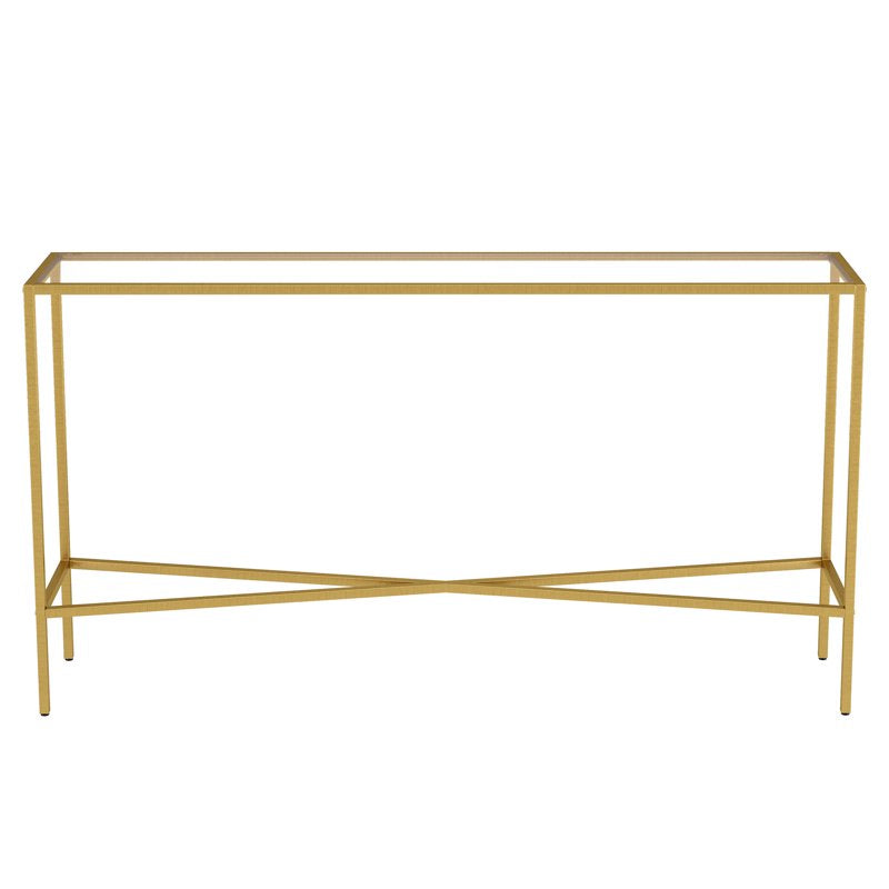 55" Wide Rectangular Console Table with Glass Top - Multiple Colors