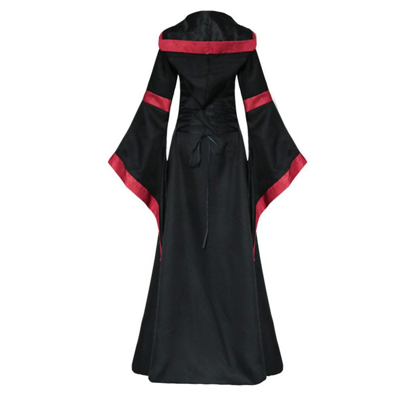 Women Long Sleeve Gothic Splicing Dress - Casual Halloween Cosplay XL
