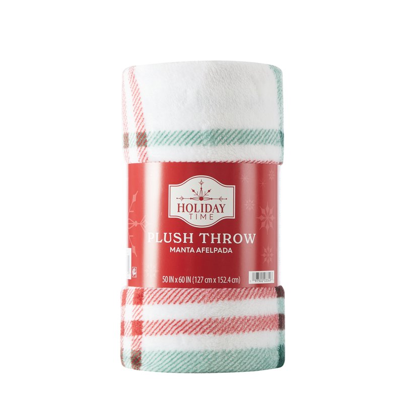 Holiday Time Christmas Plaid Plush Throw - 50x60 Inches, Multi-Colored, All Ages, Variation of THIS listing