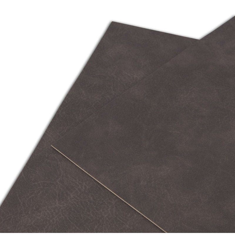 Textured Faux Leather Placemats Set of 4 - Grey/Brown, Reversible, Non-Slip