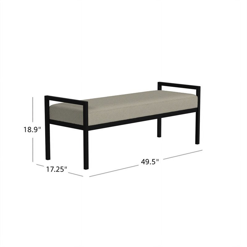 Modern Metal & Velvet Bench - Multiple Colors Available, 49.5"W