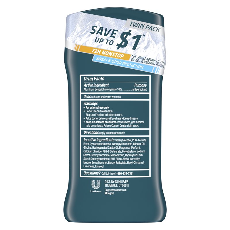 Long Lasting Antiperspirant Deodorant Stick Twin Pack - Everest