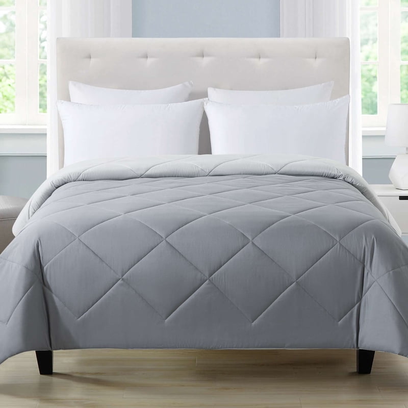King All-Season Reversible Microfiber Comforter Grey - Mainstays