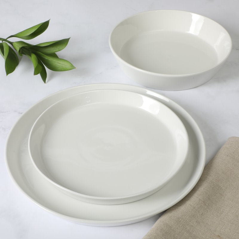 12-Piece Ceramic Dinnerware Set - White