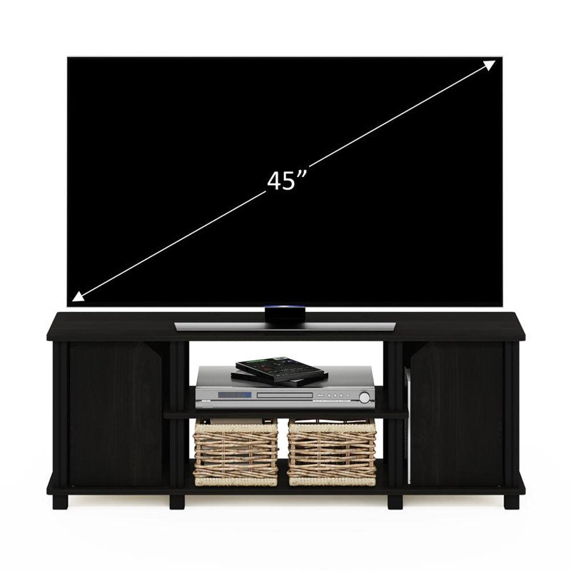 Espresso/Black TV Stand with Shelves and Storage for Media