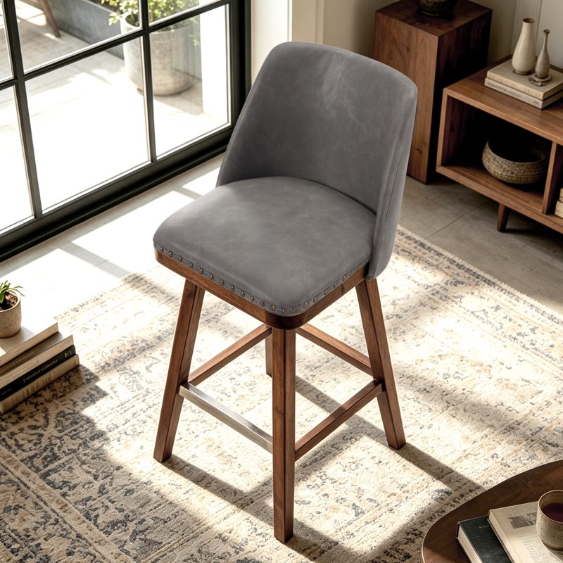 18.9" Swivel Barstool - Modern Counter Height Stool, Gray