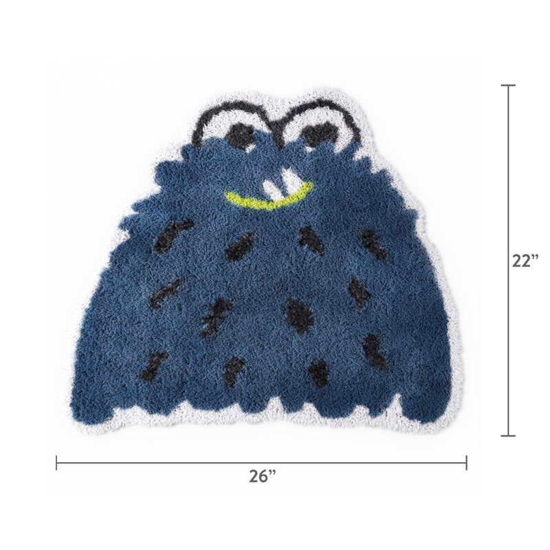 Kids Monster Bath Rug - Blue, 26 x 22 Inches, Non-Slip, Machine Washable