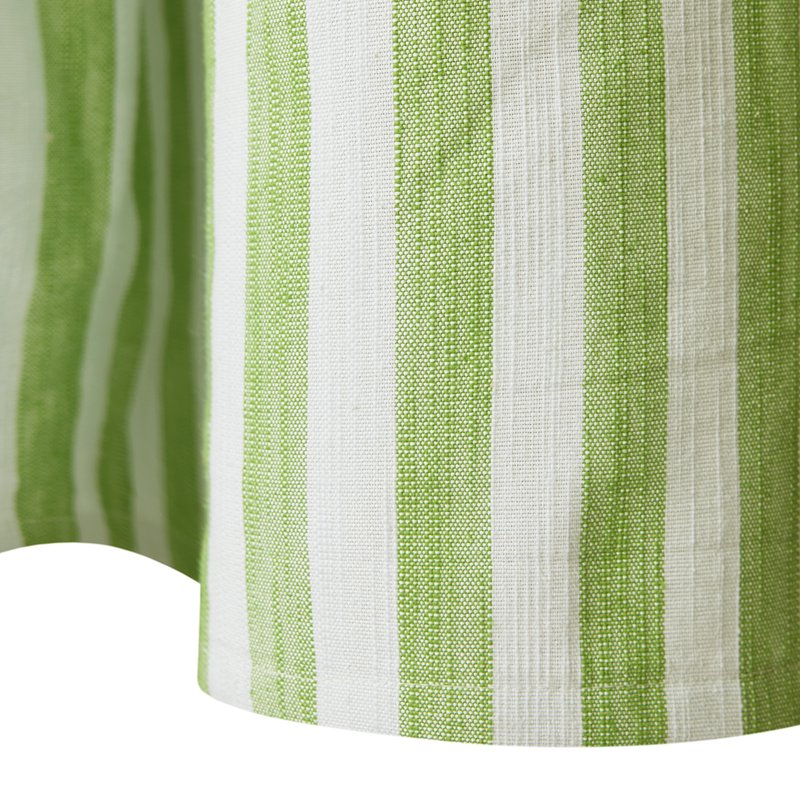 Kelly Green Cotton-Blend Shower Curtain - 72x72 Inches, Ruffled Stripe Design