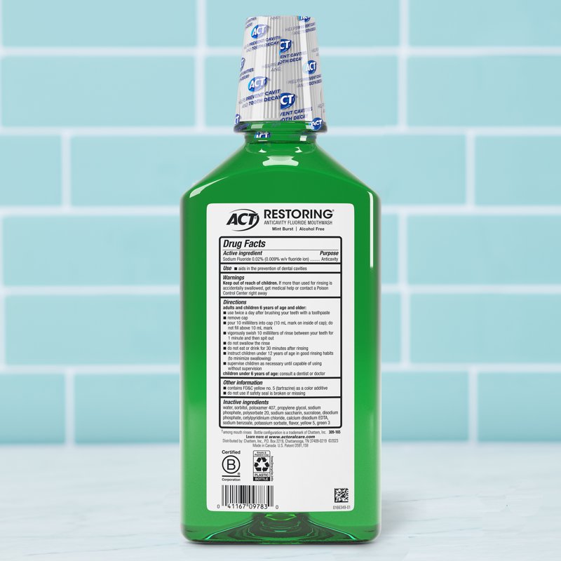Restoring Anticavity Fluoride Mouthwash, Alcohol-Free Mint Burst, 33.8 oz