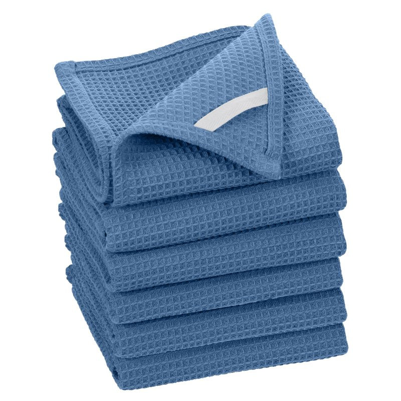 Cotton Kitchen Towels Set - 6 Beige Waffle Dish Towels, 28" x 18"
