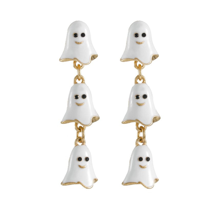 Ghost Halloween Drop Earrings - Lightweight Festive Jewelry for Parties - Variation: Ghost