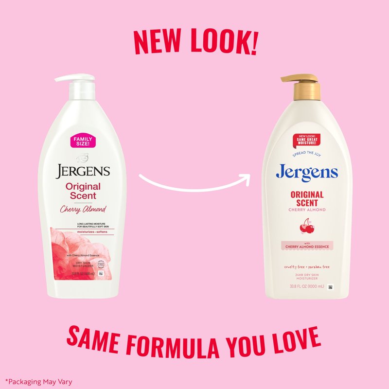 Jergens Original Scent Body Lotion - Cherry Almond Moisturizer for Dry Skin