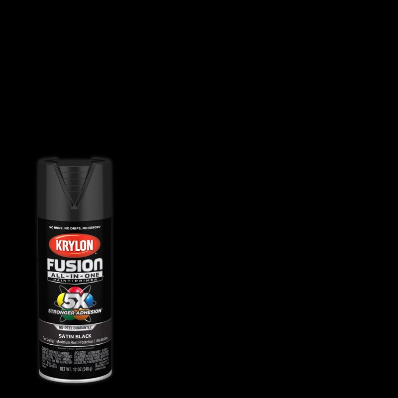 Krylon Fusion All-In-One Spray Paint, Satin Black, 12 oz - 2 Pack