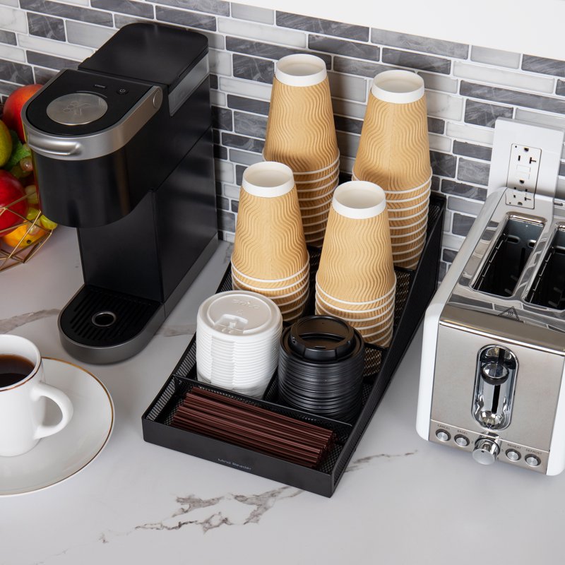 Countertop Organizer - Multi-Use Desktop Caddy, Metal Mesh, Black