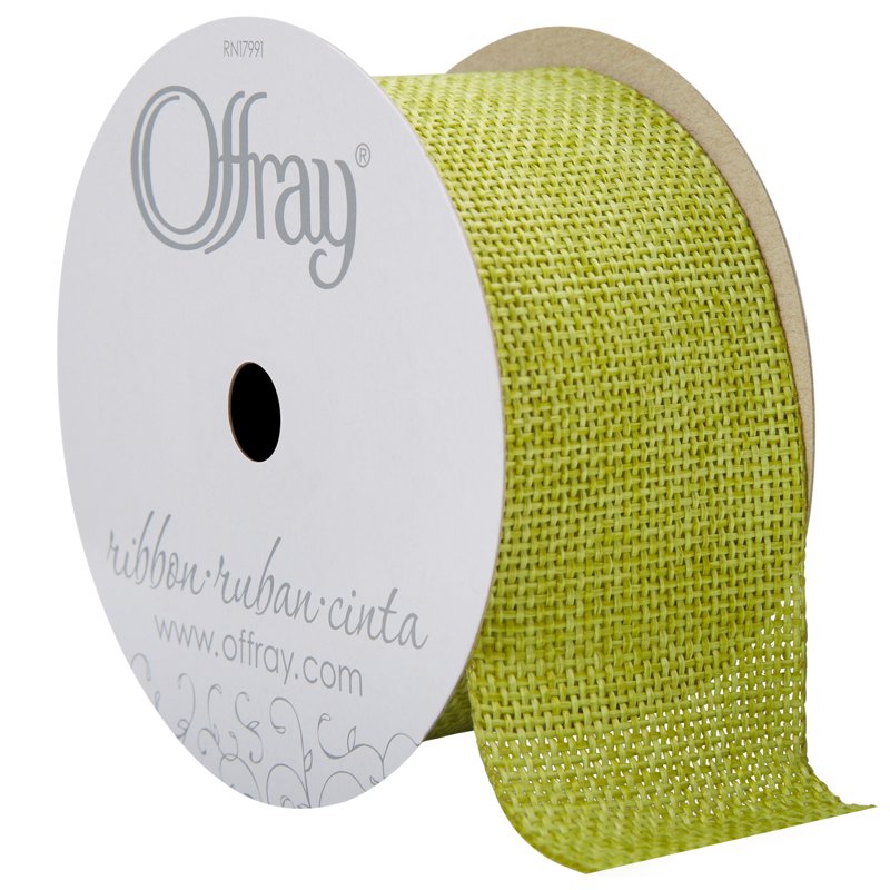 (4 Pack) Offray Burlap Ribbon - Lemongrass Green, 1.5 Inch Woven Craft Ribbon, 9 Feet