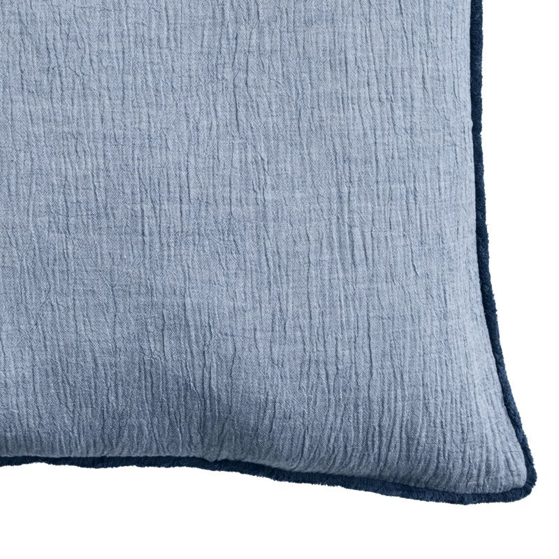 Oversized Indigo Blue Cotton Gauze Fringe Decorative Pillow - 22x22 Inches - Variation of THIS listing