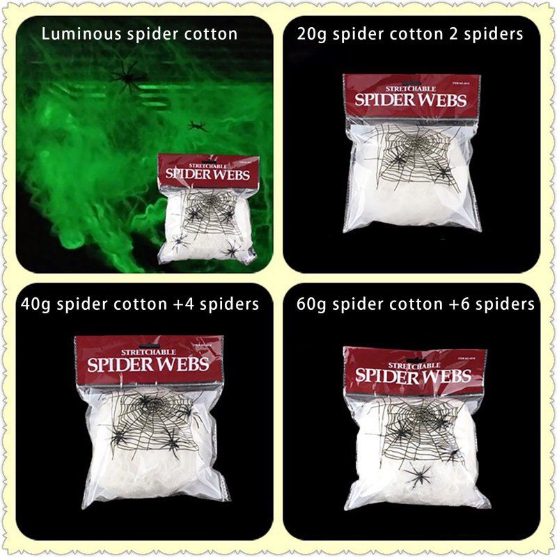 20g Luminous Spider Web Decor, Stretchable Halloween Cobwebs for Indoor Outdoor Party