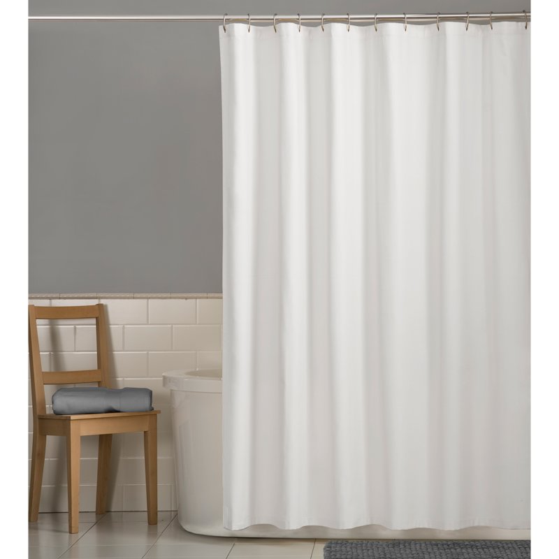 Water Repellent Fabric Shower Curtain Liner - White, 70 x 72 Inches, Weighted Hem