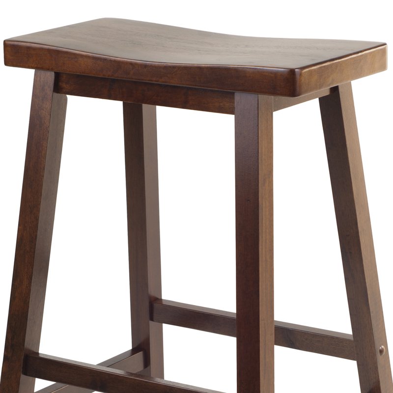 Saddle Seat Bar Stool - 29" Walnut Finish
