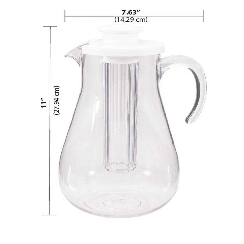 3-Quart Plastic Ice Core Pitcher with Lid - Clear