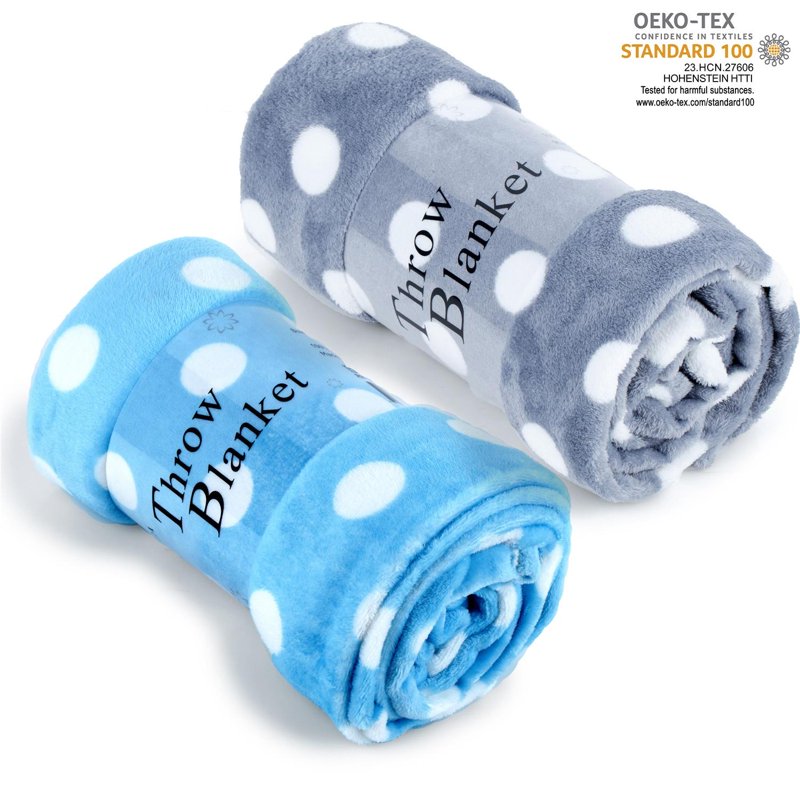 Fleece Throw Blanket Set - Soft Cozy 50x60 Inches, 2 Pack - Navy & Burgundy