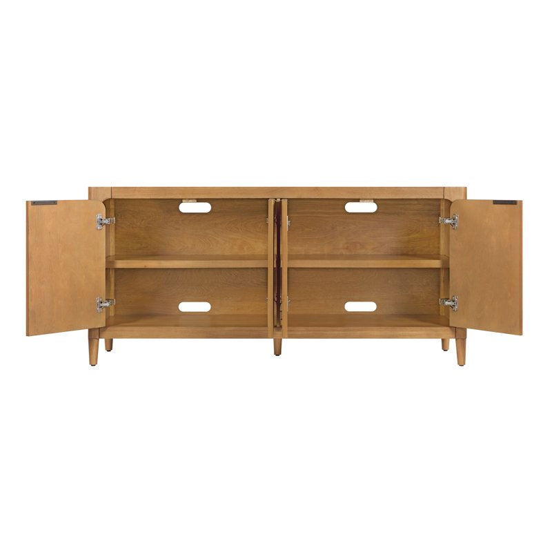 Linden Fluted Buffet Cabinet with Adjustable Shelves - Warm Brown