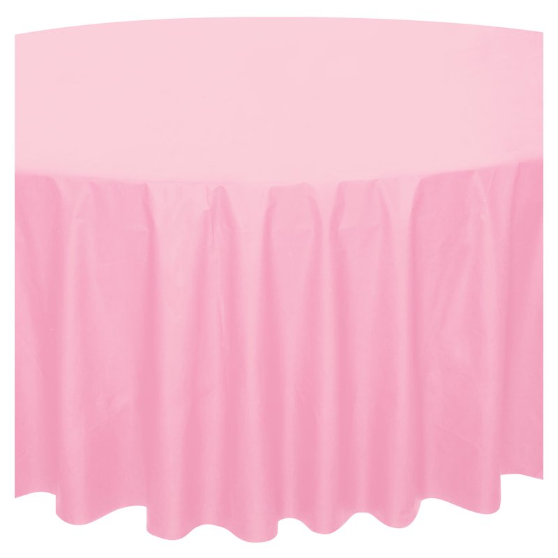 84IN Light Pink Round Plastic Table Cover - Single Pack