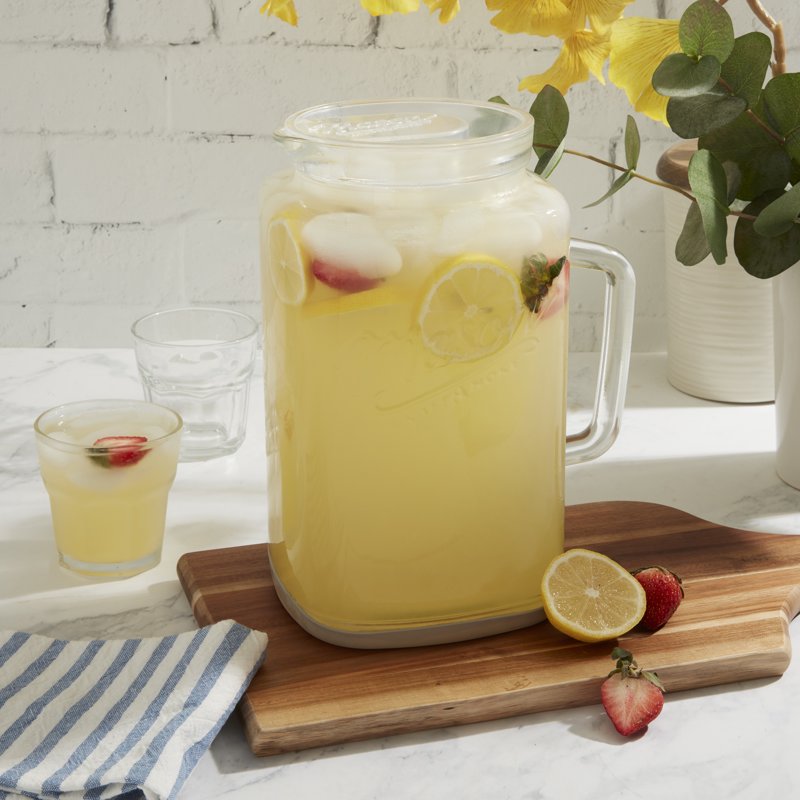 1 Gallon Glass Pitcher with Lid & Silicone Base - Gray