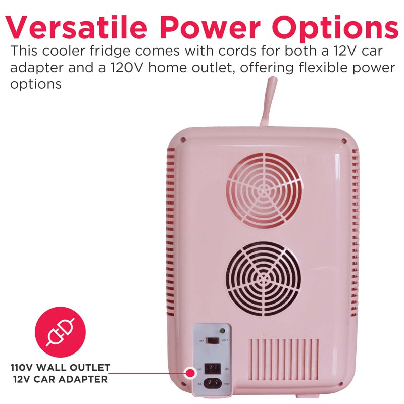 6.5L Mini Portable Skincare Fridge with Lighted Mirror - Pink