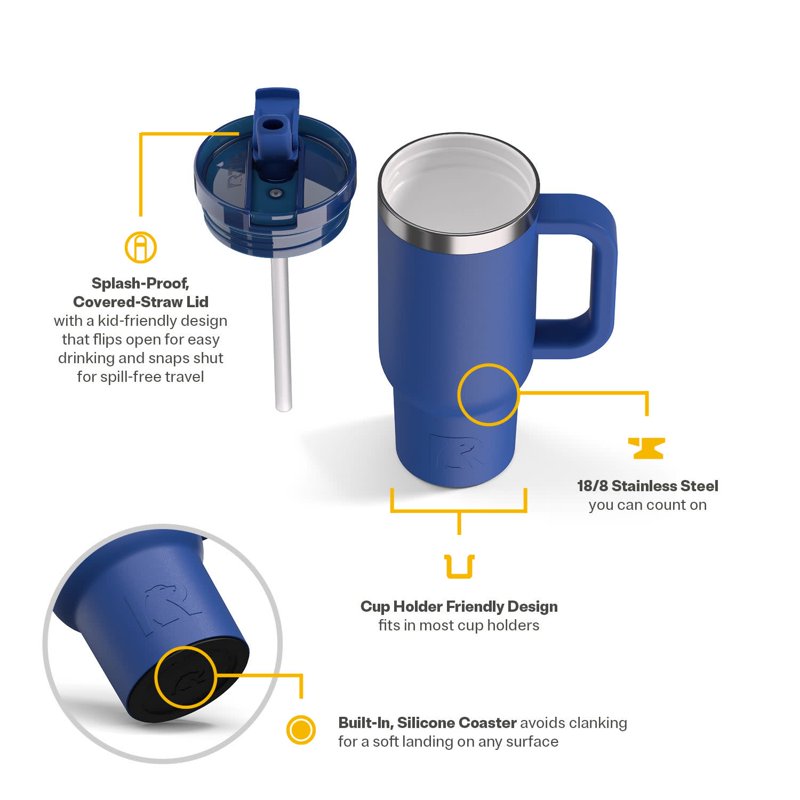 16 oz Leak-Proof Ceramic Lined Road Trip Tumbler - Cobalt