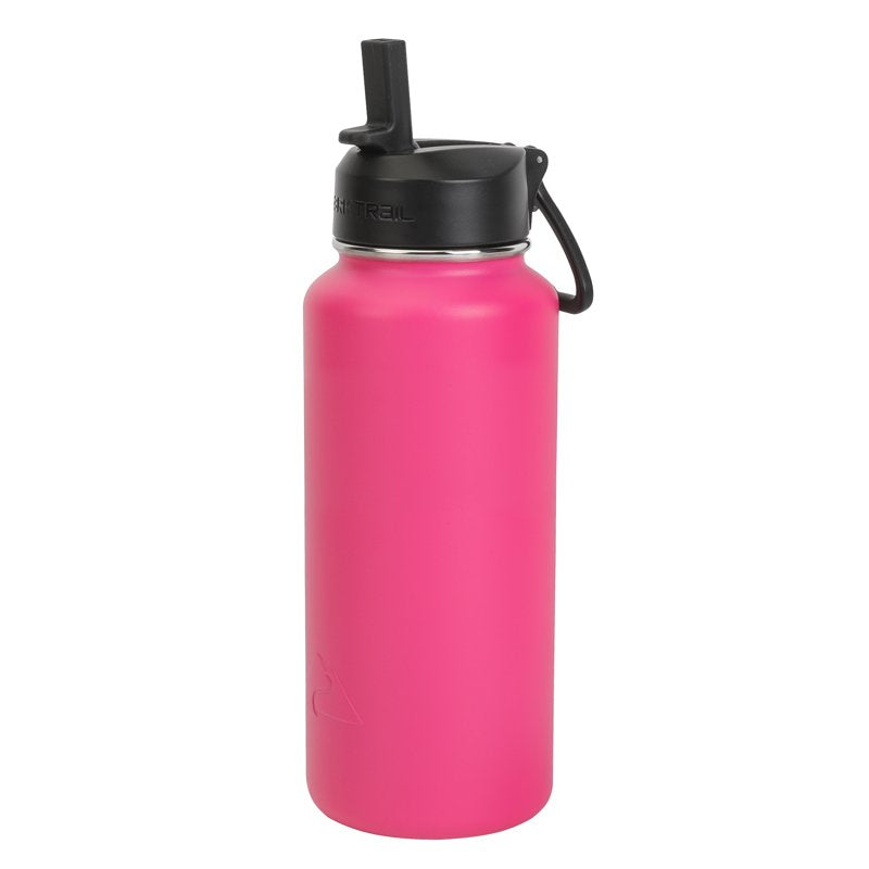 32 oz Stainless Steel Flip Straw Water Bottle - Hot Pink