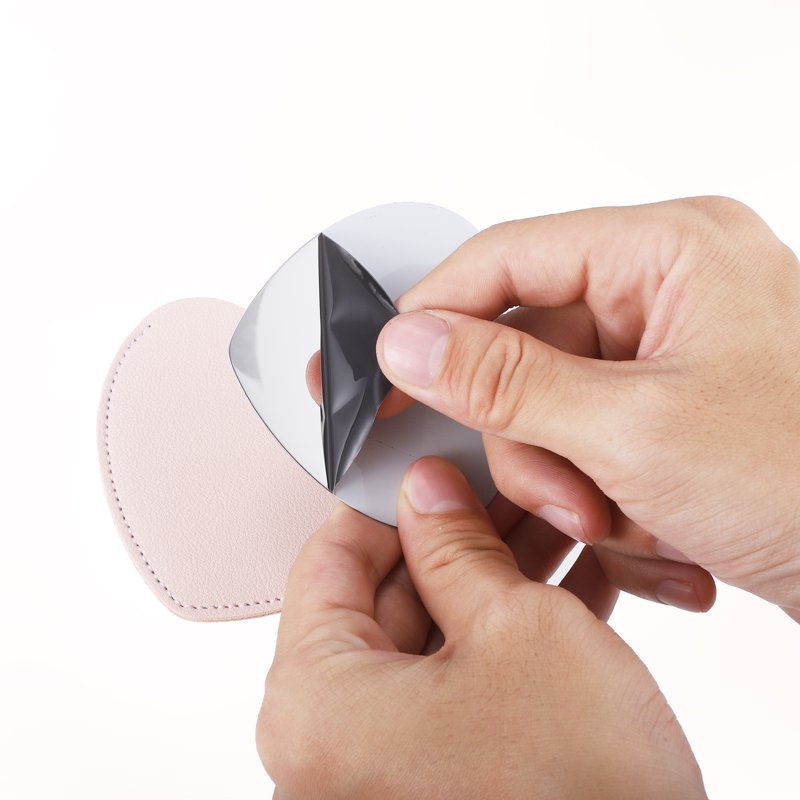 Heart Shaped Compact Mirror with PU Leather Case - Portable Makeup Mirror