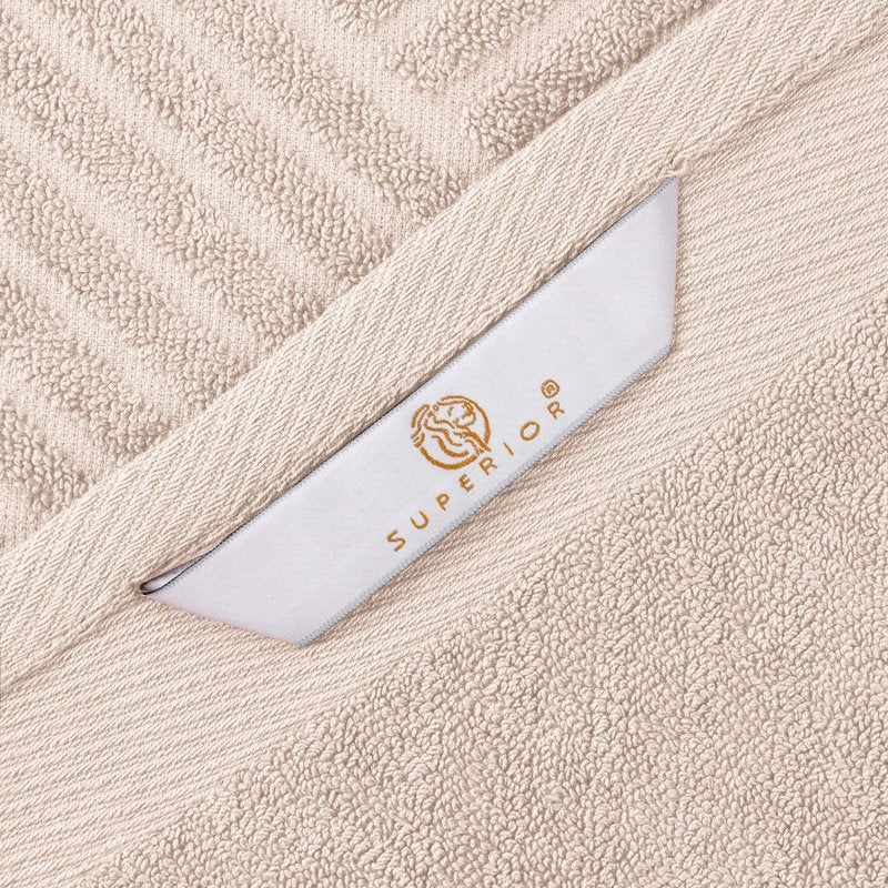 Ivory Jacquard Basketweave Egyptian Cotton 3 Piece Towel Set - Superior