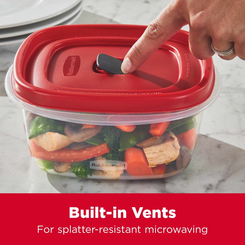 Food Storage Containers with Vented Lids - 26 Piece Set, Red