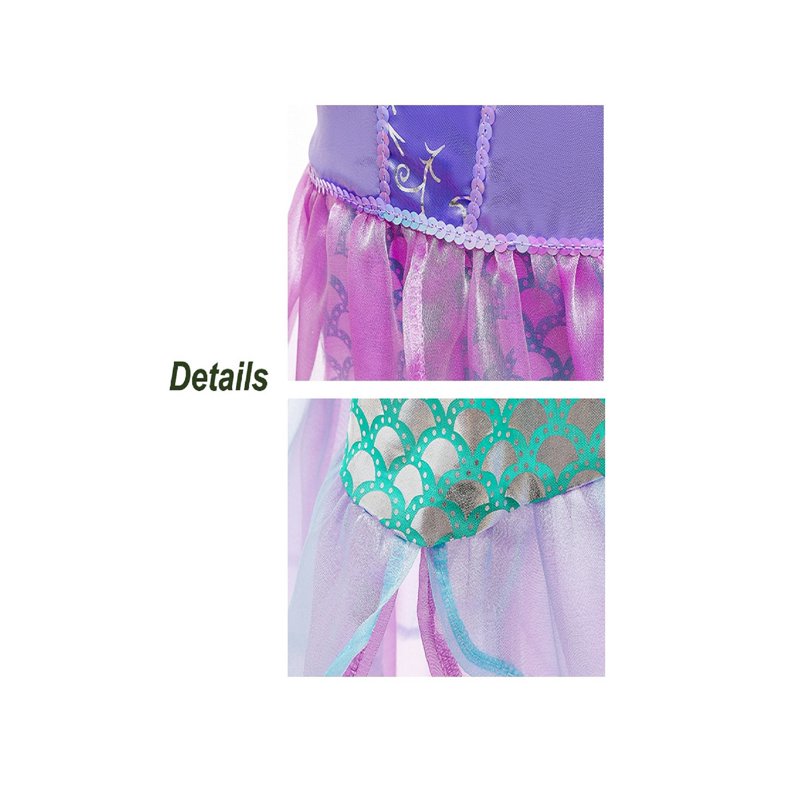 Girls Mermaid Costume for Little Girls Purple 8-9 Years with Accessories