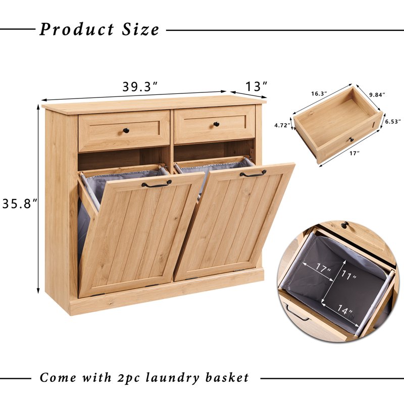 Double Tilt Out Trash Can Cabinet - 20 Gallon - Natural