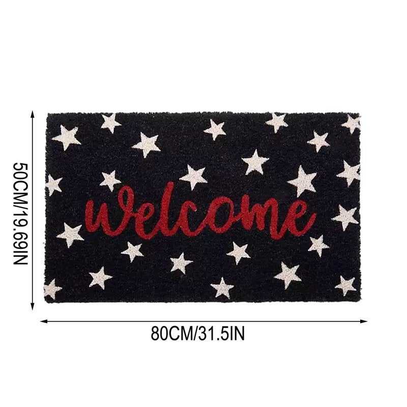 Patriotic Door Mat 4th of July Star Welcome Non Slip Floor Mat - 20x30in BK Wel