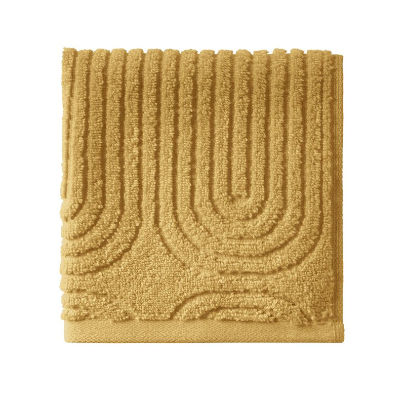 Amber Yellow 2-Pack Textured Cotton Washcloths - Soft & Absorbent Bathroom Towels