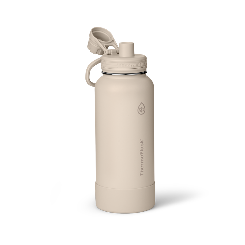 Insulated Stainless Steel Water Bottle with Leakproof Lid - 32 oz, Sand
