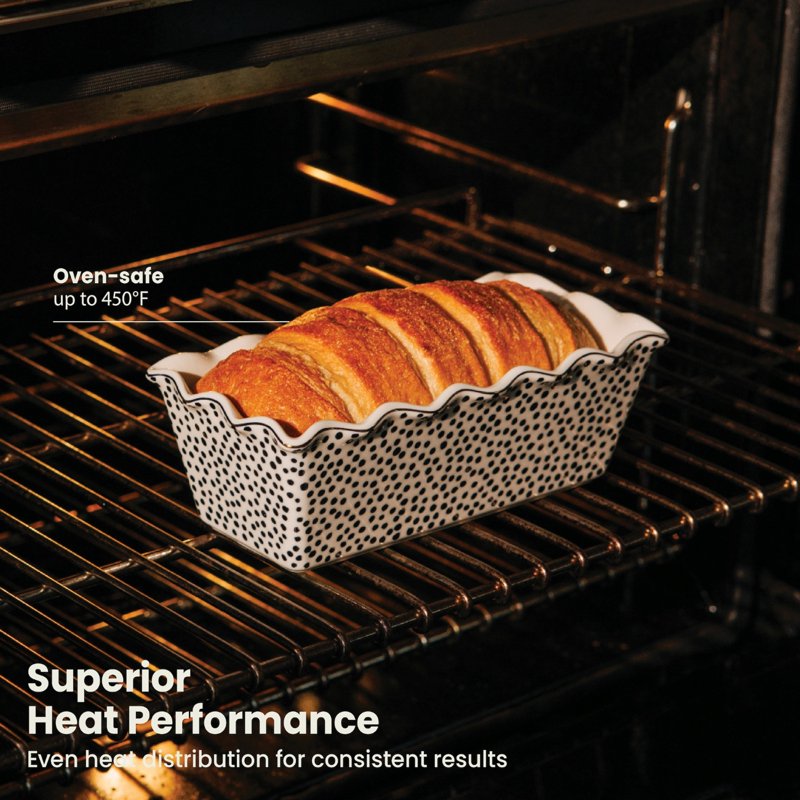 9" Ceramic Loaf Pan - 4 Pack, Elegant Dot Design