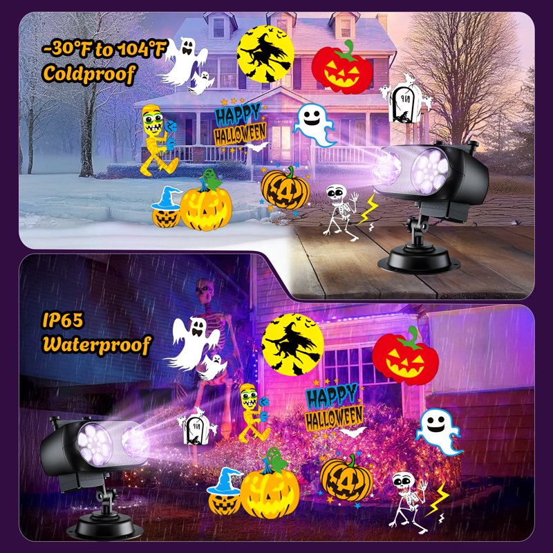 Morfone Halloween 8 Pattern Projector Lights Waterproof Outdoor Indoor Decoration