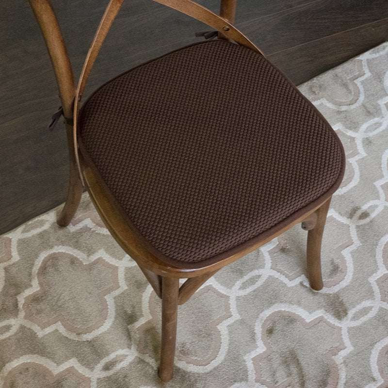 Memory Foam Chair Cushion Pad with Ties - 2-Pack, Brown