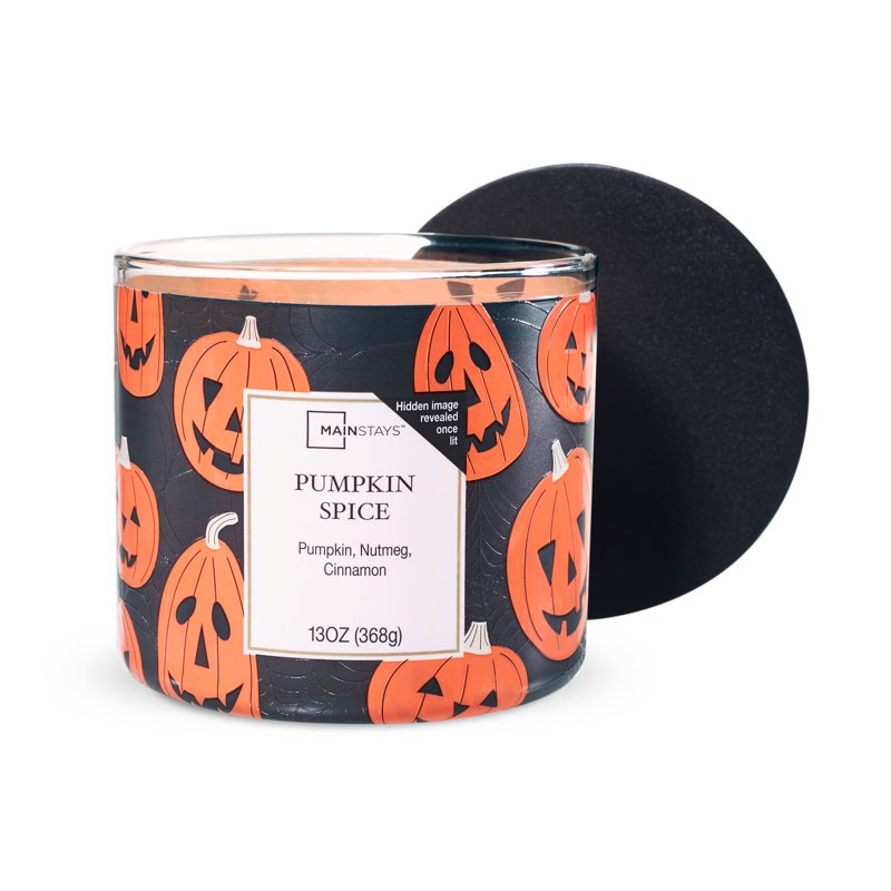 Pumpkin Spice Scented Candle with 3 Wicks, Fall Decor & Festive Wrap, 13 oz