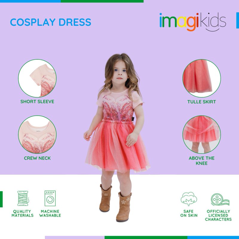 Pink Glinda Costume Dress for Toddlers & Kids - Wicked Cosplay Outfit Variation of 5T